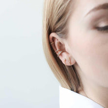 Load image into Gallery viewer, Whispering Star Hoop Earrings in Sterling Silver
